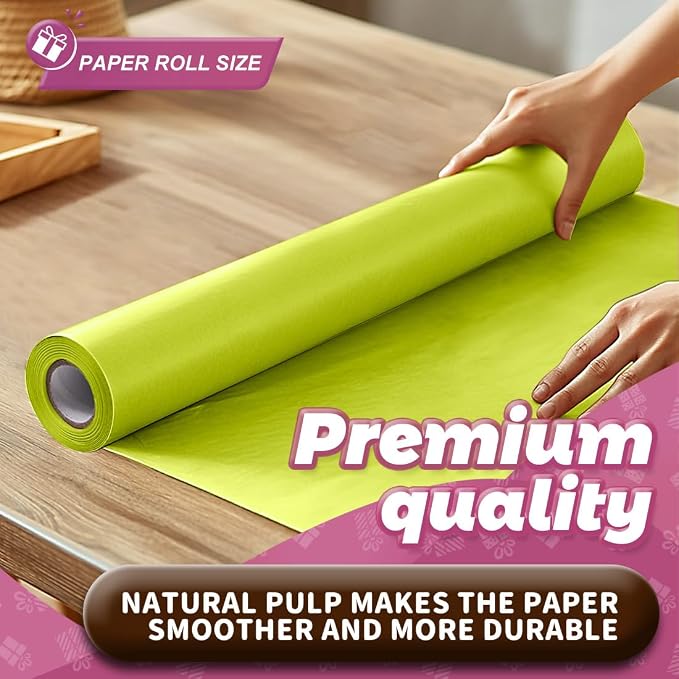 PerkHomy Neon Green Kraft Paper Roll 17.5" x 760" - Image 3