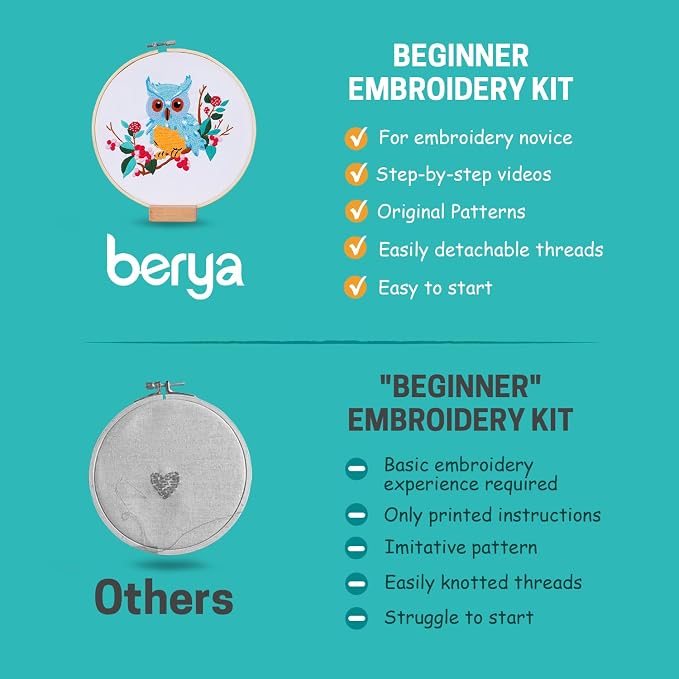 BERYA Owl Embroidery Kit, Embroidery Kit - Image 7
