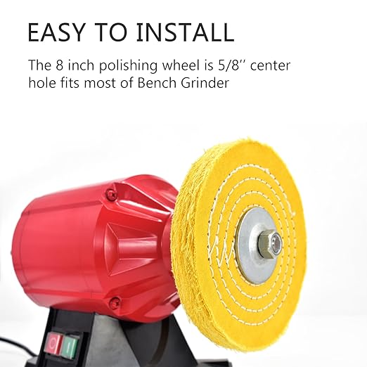 SCOTTCHEN 8 inch Buffing Polishing Wheel Soft(60 Ply) Fine（60 Ply） Medium（40 Ply） Coarse（3/5 in Thick） Rough（3/5 in Thick） Polish Pad for Bench Grinder with 5/8" Arbor Hole 5 Pcs