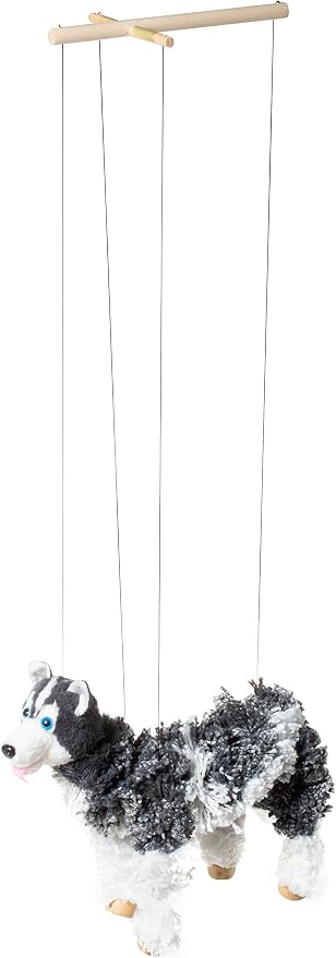 Artisan Owl Siberian Husky Marionette Puppet - Image 4