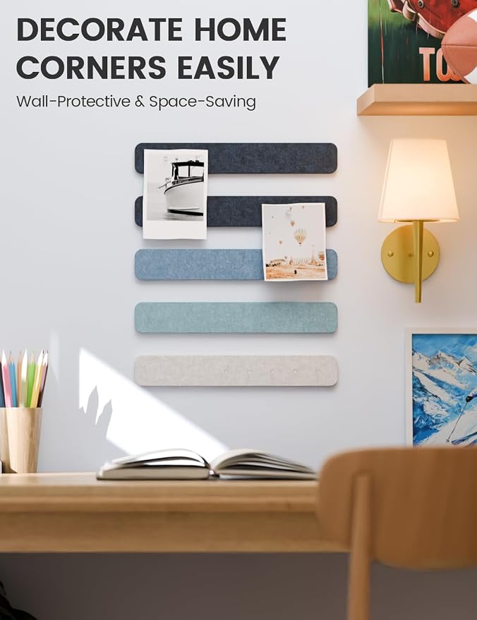 Fluxynara Cork Board Alternative Felt Strip Board 5-Pack 13"x2", Office Pin - Image 4