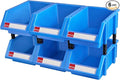Small parts organizer hardware storage bins tool organizer plastic stackable storage bins for screws,bolts,drivers(Blue,Pack of 6)
