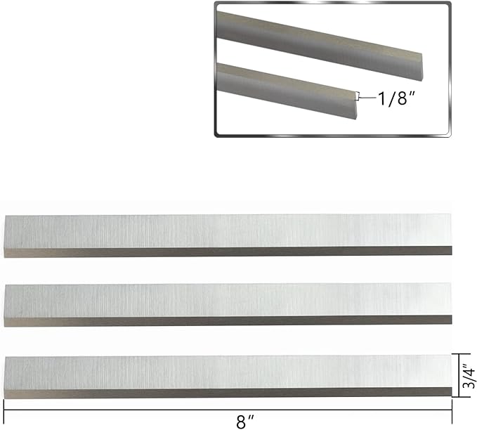 8 Inch Jointer Planer Knives Blades for Bridgewood Jointer Planer HSS 8" x 3/4" x 1/8" 3pcs