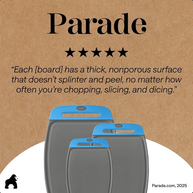 GORILLA GRIP BPA-Free Reversible Kitchen Cutting Board Set of 3, US Designed - Image 9