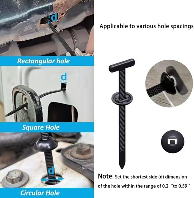 100 Pcs Nylon Multifunctional Cable Tie Buckle,Heavy Duty Self-Locking Nylon Zip Ties Holder for Car Daily Repair Bumper Clips fits Various Environments