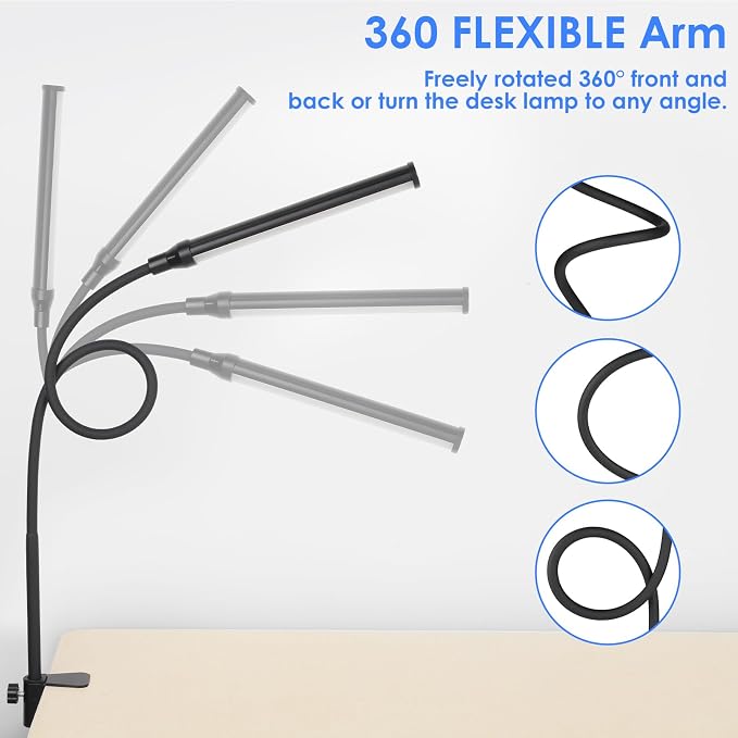 ShineTech LED Desk Lamp with Clamp, Clip On Desk Lamp - Image 7