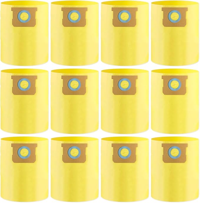 12-Pack 10-14 Gallon Bags replace for Shopvac,Type I 90672 9067200, Type F 90662 9066200 9066233, VF2005.Disposable Wet Dry Vacuum Collection Bags,Yellow