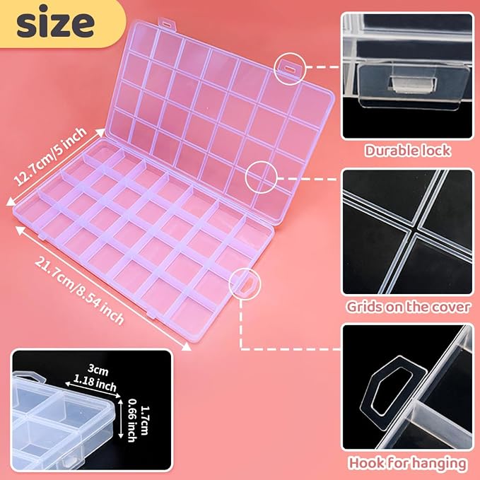 IOOLEEM 28 Grids Plastic Bead Organizer Box, Organizer Container Storage Box - Image 2