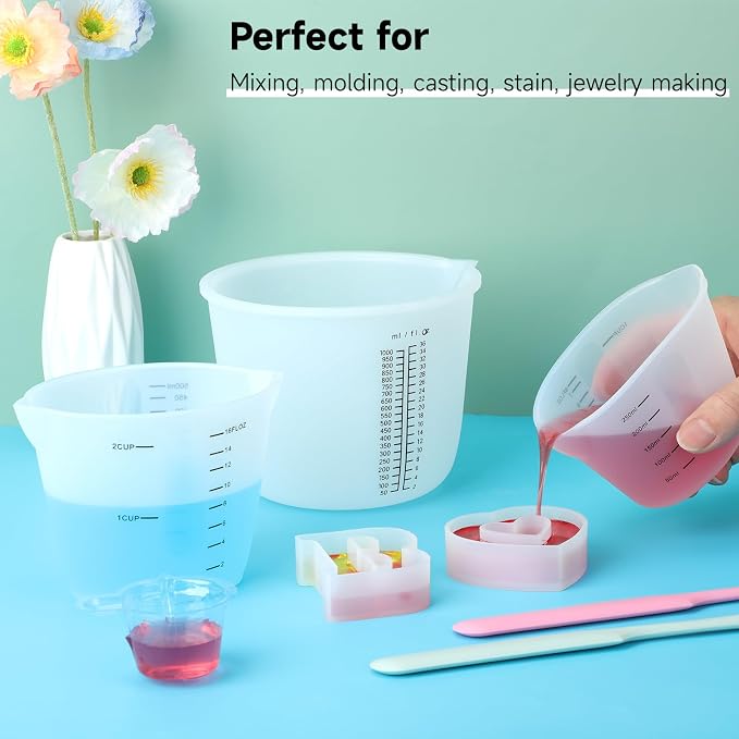 Gartful 1000ml Reusable Silicone Resin Cups, Large Silicone Mixing Bowl - Image 7