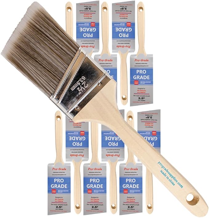 Pro Grade - Paint Brushes - 12Ea 2.5" Angle Brushes by ProGradeSupplies