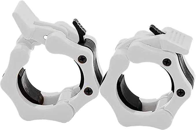 Barbell Clamps 2 inch, Heavy Duty Exercise Collars 2" Quick Release Pair of Locking Pro Olympic Weight Bar Plate Locks Collar Clips - (White)