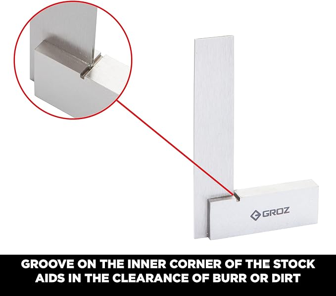 Groz 01001 3" Precision Steel Square, 16 Microns Squareness