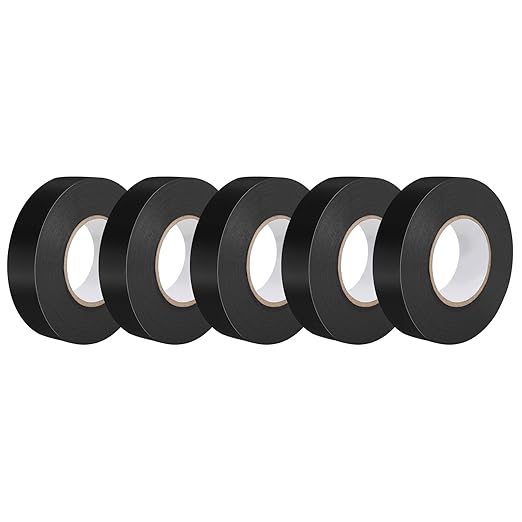 Electrical Tape, Black, 3/4 inch x 65 ft, High Temperature Electric Tape Weatherproof for Home DIY, Repairs, Electrical, Automotive and Equipment, 5-Pack (5)