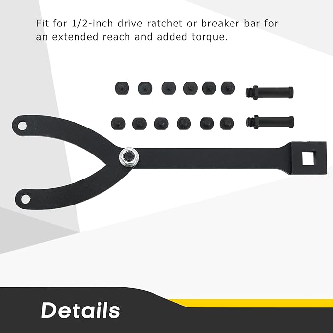 Variable Pin Spanner Wrench | 15PCS Adjustable Cylinder Spanner Wrench Set,1/2" Drive Ratchet Fan Clutch Pully Holder Wrench Tool Kit for Cars, Motorcycles