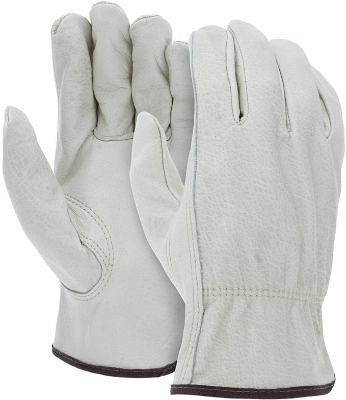 ATERET 24 Pairs Medium Heavy Duty Durable Cowhide Leather Work Gloves I Driver Gloves for Truck Driving, Warehouse, Gardening, Farming