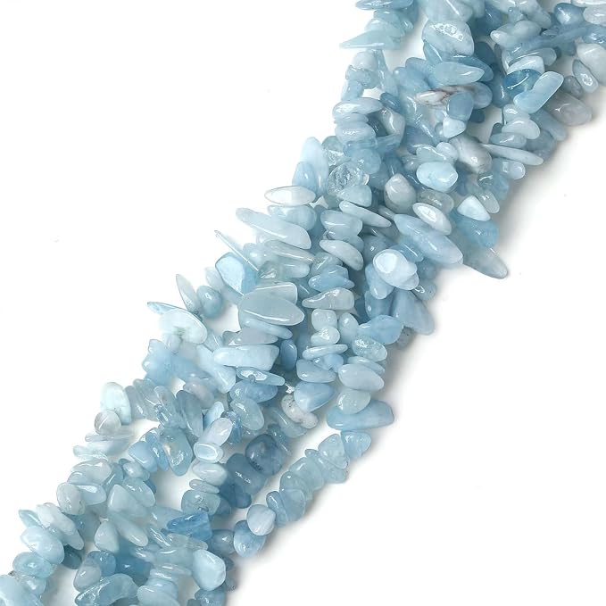LAIDANLA Aquamarine 400pcs Natural Chip Stone Beads 5-8mm Healing Crystal - Image 2