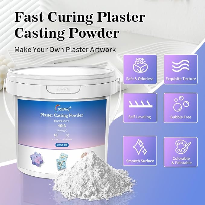 Plaster Casting Powder 1000G/35 OZ, Water Activated Fast Curing Plaster Casting - Image 2