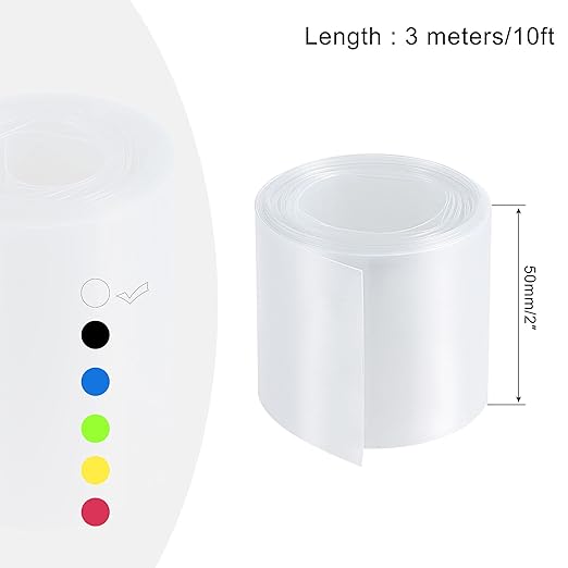 MECCANIXITY Battery Wrap PVC Heat Shrink Tubing 32mm Dia 50mm Flat 10 Feet(3meters) Clear Good Insulation for Battery Pack