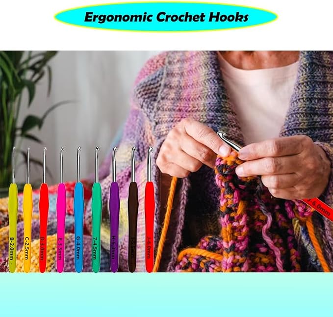 Yarniss Ergonomic Crochet Hooks Set, 9 Sizes Crochet Hooks - Image 6