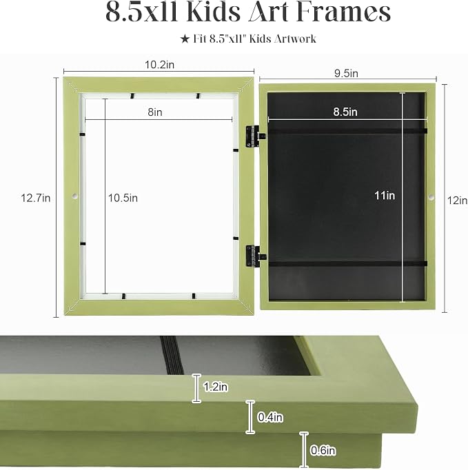 Kids Art Frames, 8.5x11 Front Opening Kids Artwork Frames Changeable, Soft - Image 4