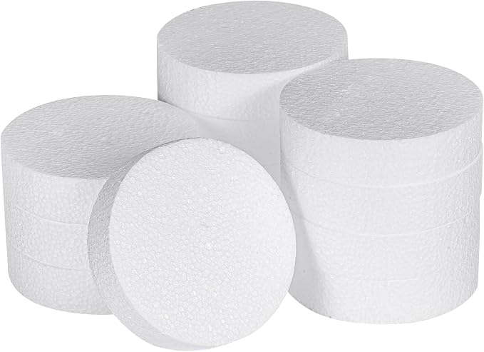 4 Inch 12-Pack Foam Circles for Crafts, Polystyrene Round Foam Disc for DIY by FFchuanhe
