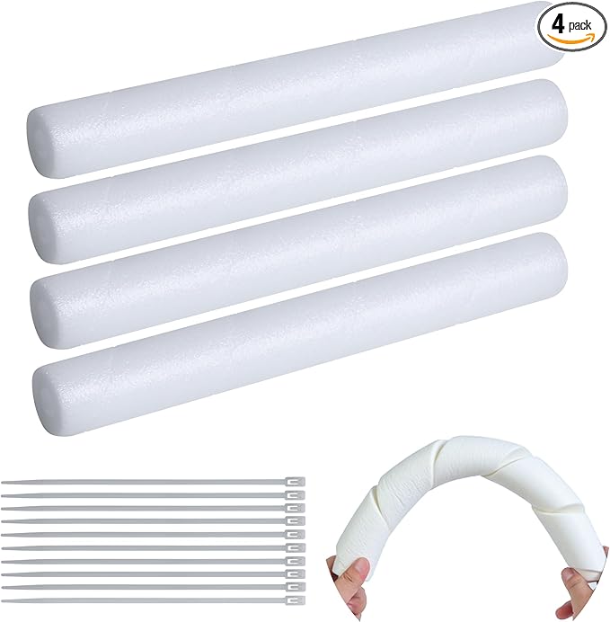 4 Pack Pipe Insulation Foam Tube, 15.74 Inch White Pool Noodles Foam Snake Pipe Wrap Protection Multi-Purpose Soft Foams Tubing for Winter Water Pipes and Outdoor Indoor Swimming Pool Handle