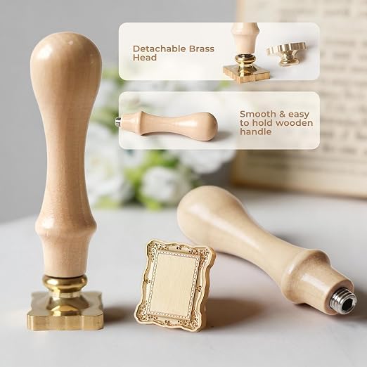 Frame Wax Seal Stamp, 3D Embossed Relief Carving Head and Wood Handle - Image 5