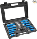ROTATION 12PCS Magnetic Go-Thru Screwdriver Set, 6 Phillips and 6 Flat Head Tips Screwdriver for Fastening, Chiseling and Loosening Seized Screws, Multi-purpose Budget Set