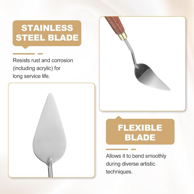 HARFINGTON Palette Knife Painting Tool 2.95" x 1.3" Stainless Steel Teardrop - Image 4