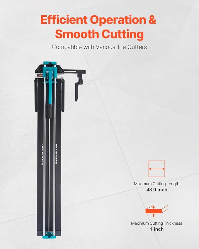 VEVOR Manual Tile Cutter, 48 inch Professional Porcelain Ceramic Tile Cutter, Double Rails with Tungsten Carbide Cutting Wheel, Anti-Skid Feet & Infrared Positioning for Home Industrial