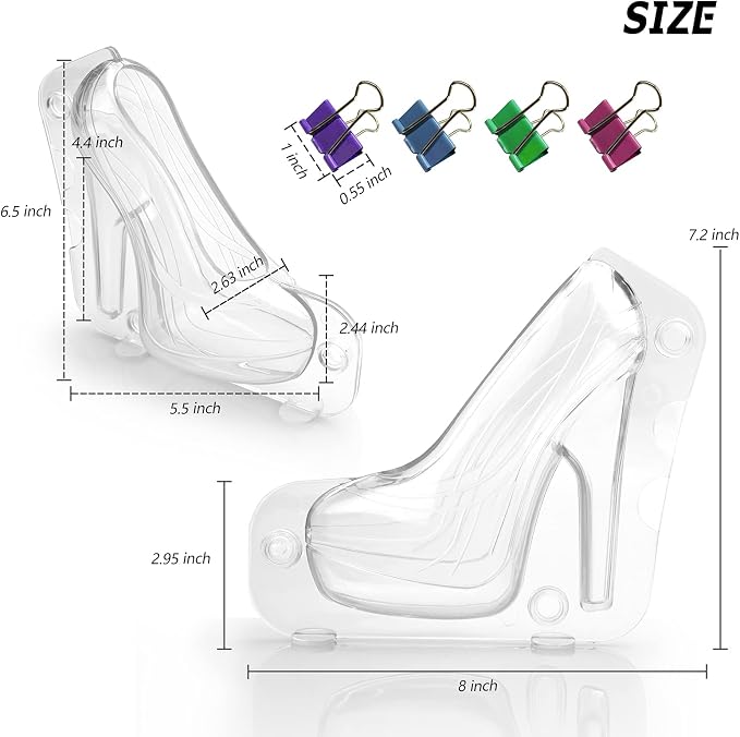 Sakolla High Heel Shoe Chocolate Molds, 3D Shoe Candy Molds Large Thick Soled - Image 2