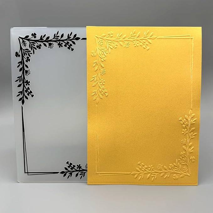 3D Plastic Embossing Folder TemplateFloral Vine Border Texture 5x7 Inch - Image 8