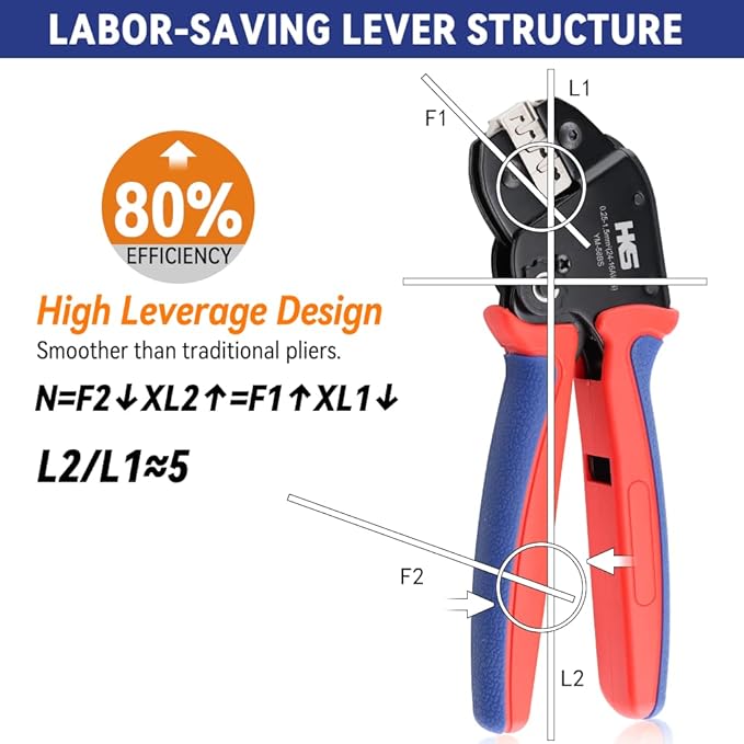 HKS Open Barrel Crimping Tool with 720PCS JST-XH Connectors Kit - 24-16 AWG (0.25-1.5mm²) Labor-saving Crimper for AMP-TE 2.8/4.0/4.8/6.3 JST-SM2.54/XH2.54/VH3.96 & Molex (YM-58BS)