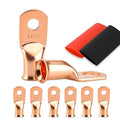 Battery Cable Ends, 8PCS 2 Gauge Wire Connectors 1/4 Copper Wire Lugs, Bare Copper Eyelets with Heat Shrink Tubing