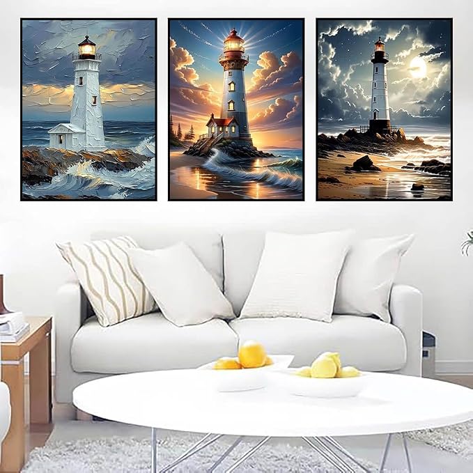 3 Pack Diamond Art Kits for Adults, 5D Lighthouse Diamond Painting Kits for - Image 3