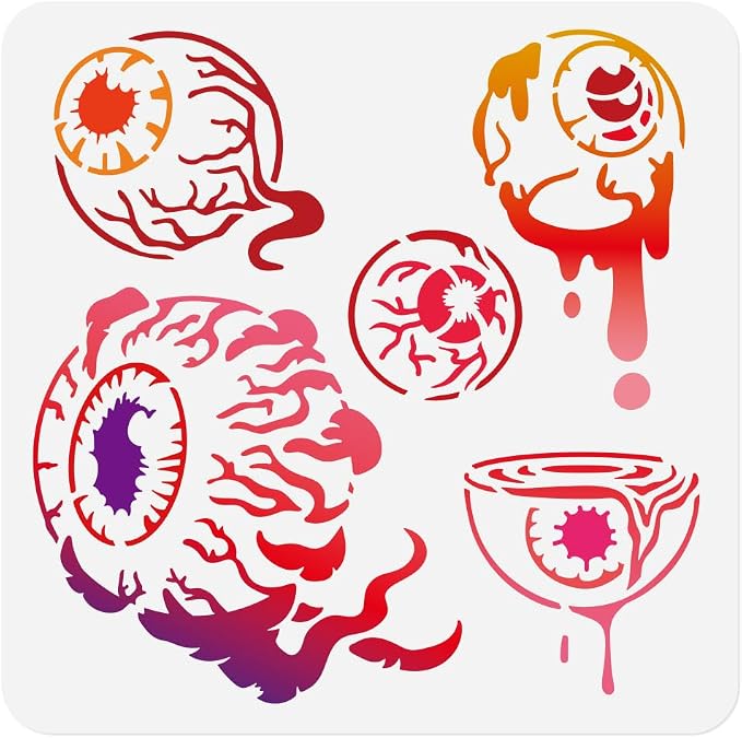 1pc Horrible Eye Balls Journal Stencil by Doodlream