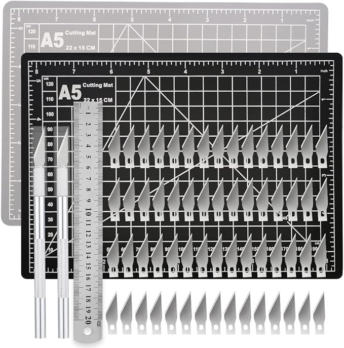 Headley Tools Craft Knife Hobby Knife Self Healing Craft Mat and 60 PCS Spare by HeadleyTools