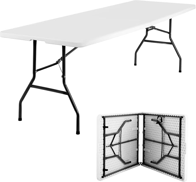 FDW 8FT Folding Table Half Portable Foldable Table Picnic Table by FDW