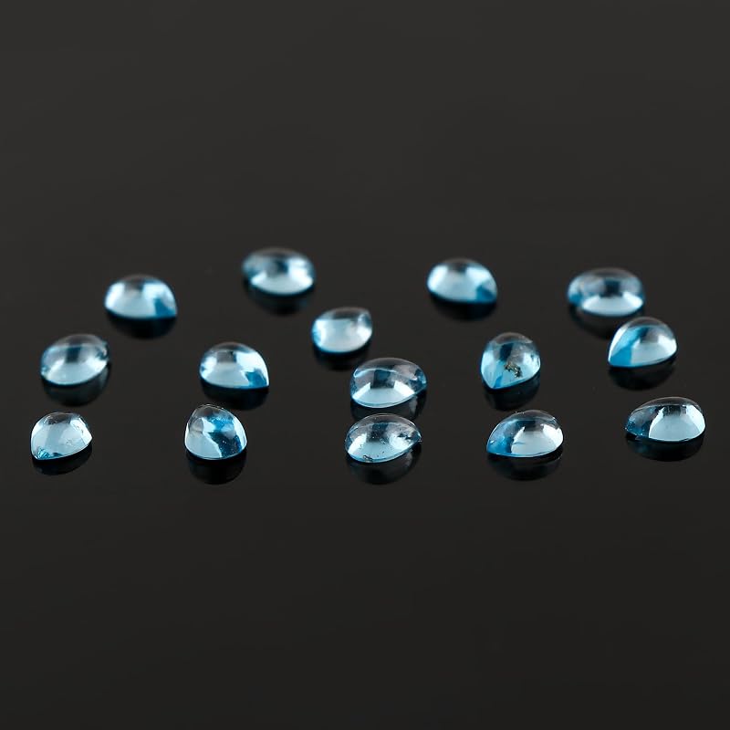 CRYSTALIS Natural London Blue Topaz Cabochons Gemstone Loose Pears Wholesale - Image 4