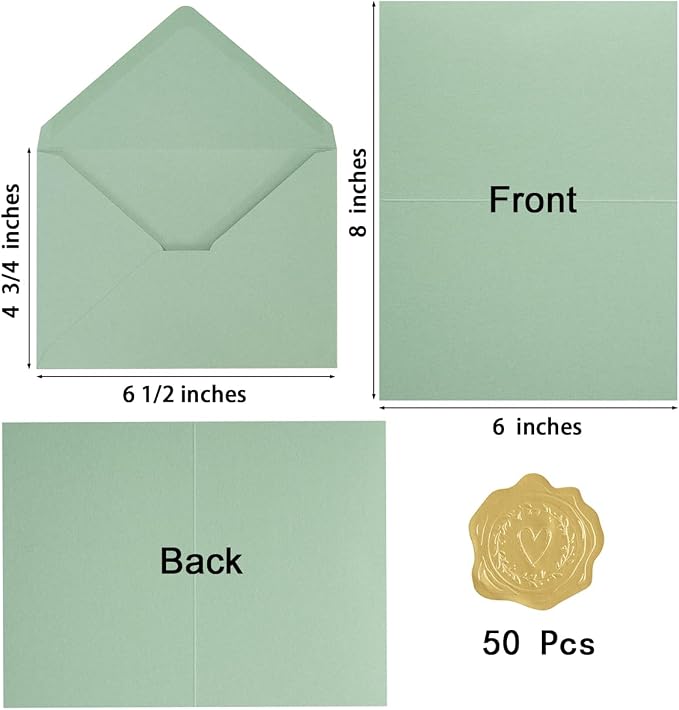 50 Pack Sage-Green A6 Envelopes - Image 2