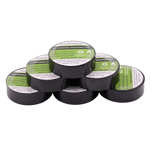 Electrical Tape Black 6 Pack 3/4-Inch by 30 Feet, Voltage Level 600V Dustproof, Adhesive for General Home Vehicle Auto Car Power Circuit Wiring Black