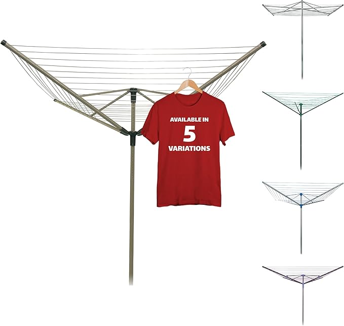 Heavy Duty Rotary Outdoor Drying Rack - 194 Feet Umbrella Clothesline Outdoor Dryer, Light Weight Aluminum Frame Outside Clothes Drying Rack, Sahara Beige