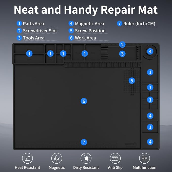 STREBITO Soldering Mat Large, Repair Mat Heat Resistant 932°F, Silicone Work - Image 5
