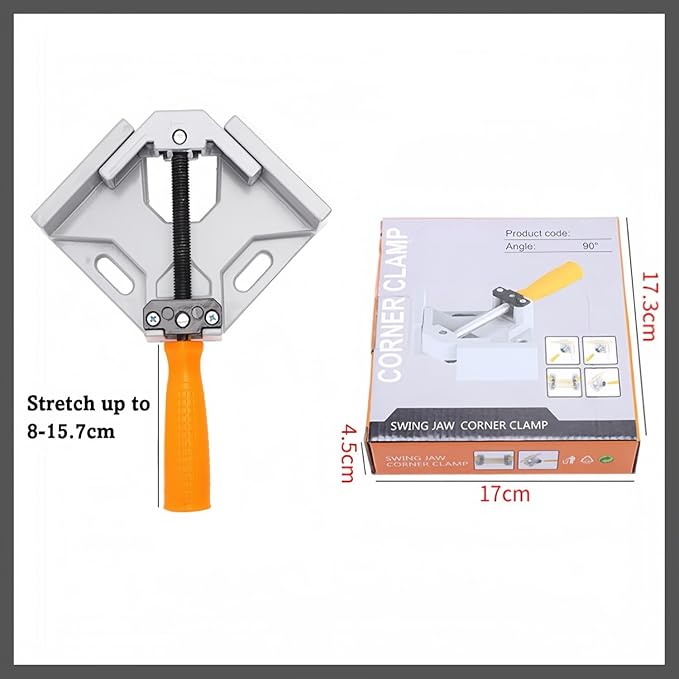 Durable Sturdy Right Angle Clamp 90°, Multi Function Right Angle Clamp with Skid Handle for Woodworking, Aluminum Alloy Adjustable Swing Jaw, Tools for Assembly Alignment Welding Picture (2, B.)