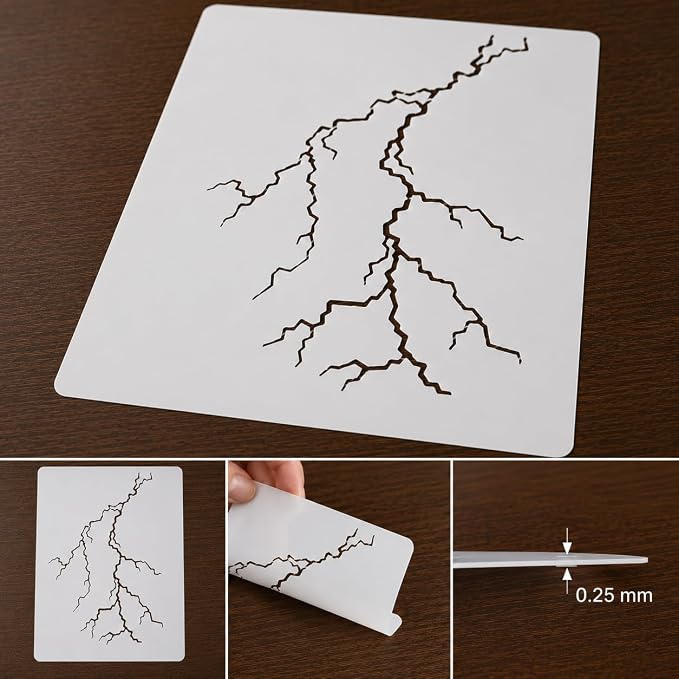 8.5x11 Inch Lightning Bolt Stencil Reusable Plastic Weather Fire Template | - Image 8