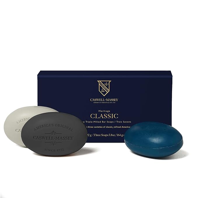Caswell-Massey Men’s Bar Soap Gift Set - Newport, Oaire & Greenbriar - Moisturizing Triple-Milled Body Wash Bars for All Skin Types, Plant-Based & Essential Oils Formula, Made in USA, 3 x 5.8 oz