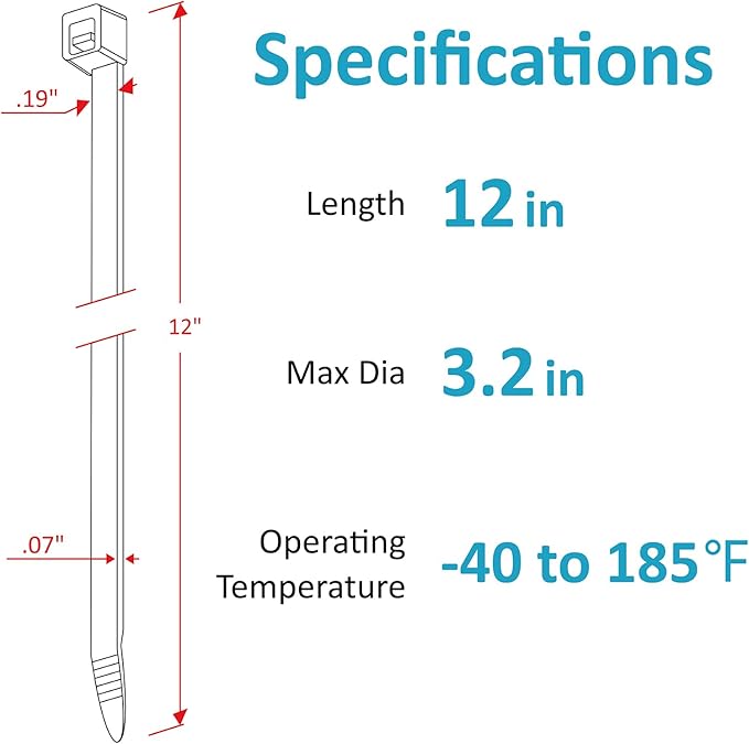 Zip Ties 12 inch (100 Pack), Double-sided Toothed, 85 lb, Delivering 1.7X Tensile Strength in the Same Specs, Black Cable Ties, Heavy Duty Wire Ties, Glufirm