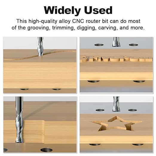 FivePears Up&Down Cut Spiral Router Bits Set for CNC, 1/4 inch Cutting Diameter and 1 inch Cutting Length 1/4 inch Shank Carbide End Mill Router Bit for Wood Carving Engraving Grinding Grooving