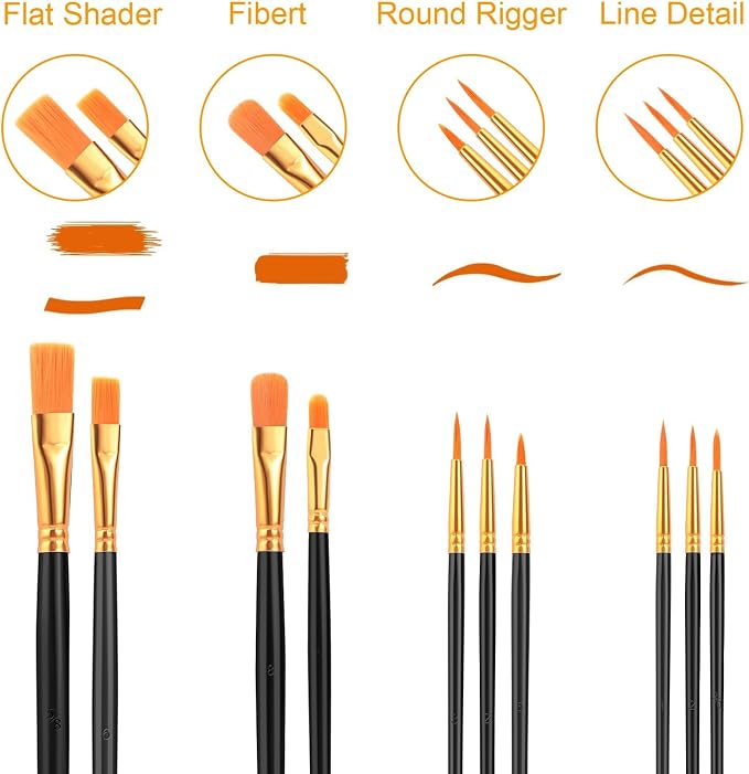 Acrylic Paint Brush Set, Nylon Hair Brushes - Image 2