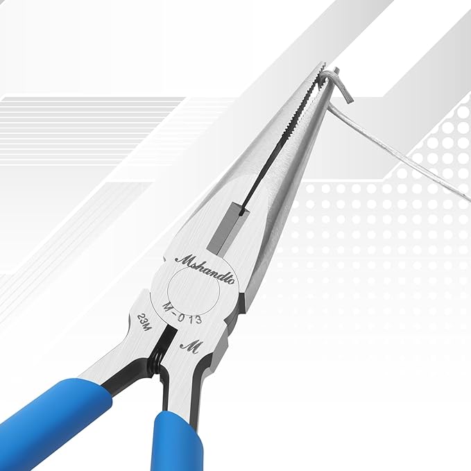 Needle Nose Pliers, mshandto Long Nose Pliers for Wire Bending, High Carbon Steel Needle Nose Plier, Serrated Jaw Pliers for Jewelry Making Electronics Repair Object Grasping Craft Making